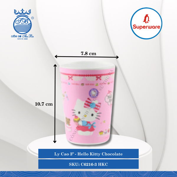 Ly Cao 3" Hoa Văn Trẻ Em Hello Kitty Chocolate Ø: 7.8cm 360ml Cao: 10.7cm Superware Nhựa C6216-3 HKC