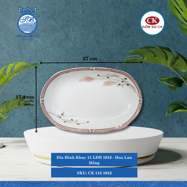 Dĩa Hình Khay LĐB 1012 Hoa Lan Hồng (Nhiều Size) CK Sứ