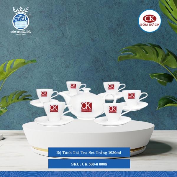 Bộ Tách Trà Trắng 0008 CK Sứ CK 506-6 0008