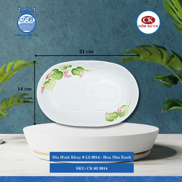 Dĩa Hình Khay L3 3014 Hoa Nho Xanh (Nhiều Size) CK Sứ