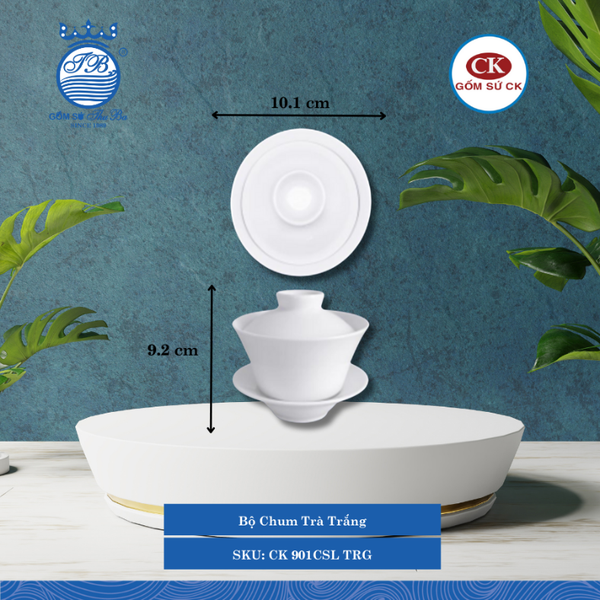 Bộ Chum Trà Trắng 000F Ø: 10.1cm 130ml Cao: 9.2cm CK Sứ CK 901CSL TRG
