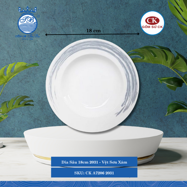 Dĩa Sâu Hoa Văn 2031 Vệt Sơn Xám (Nhiều Size) CK Sứ