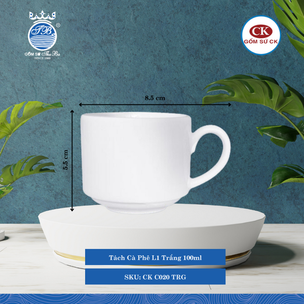 Tách Cà Phê C020, C021, C022 Trắng (Nhiều Size) CK Sứ