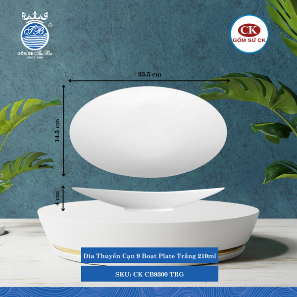 Dĩa Thuyền Cạn Trắng (Nhiều Size) CK Sứ