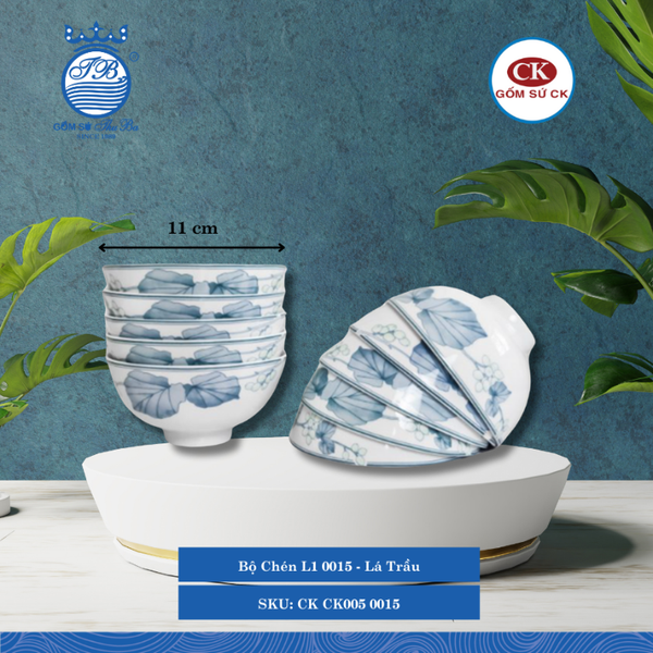 Bộ Chén Hoa Văn 0015 - Lá Trầu CK Sứ CK CK005 0015