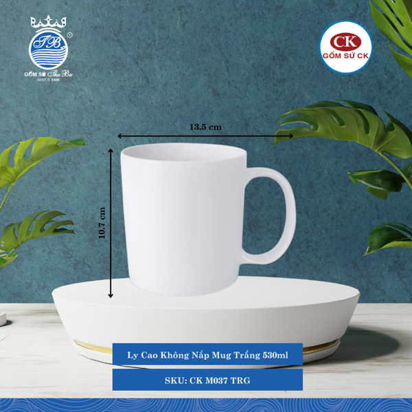 Ly Cao Không Nắp Trắng (Nhiều Size) CK Sứ