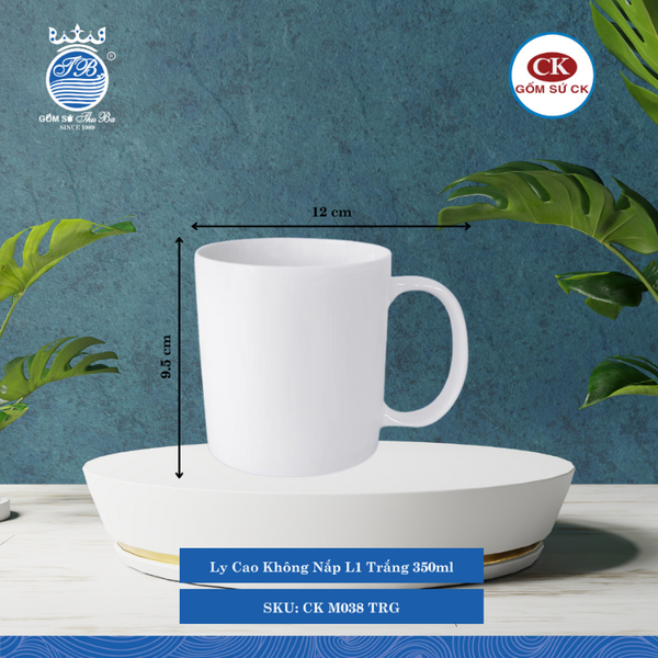 Ly Cao Không Nắp Trắng (Nhiều Size) CK Sứ