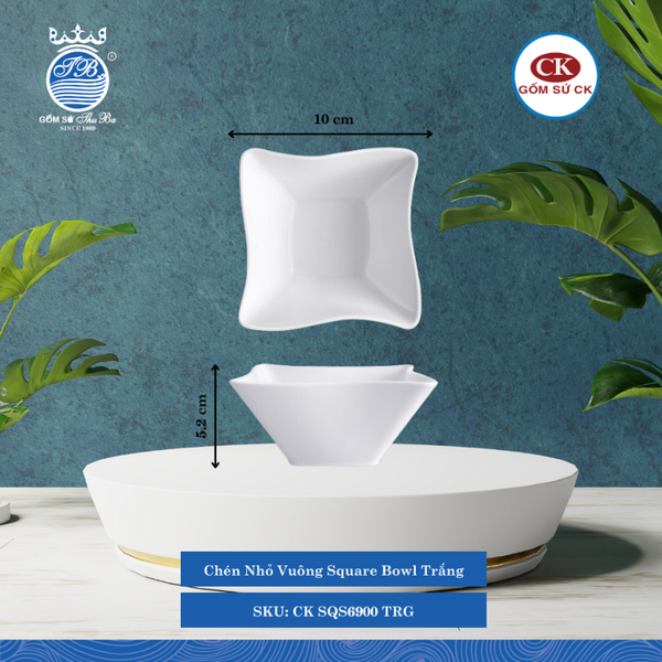 Chén Nhỏ Vuông SQS Trắng (Nhiều Size) CK Sứ