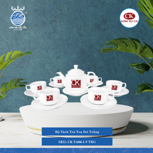 Bộ Tách Trà Trắng (Nhiều Size) CK Sứ