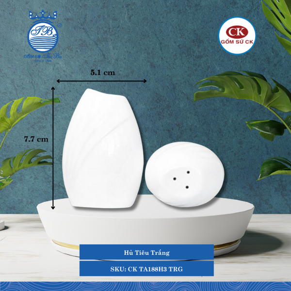 Hủ Tiêu Trắng 000F Ø: 5.1cm Cao: 7.7cm CK Sứ CK TA188H3 TRG