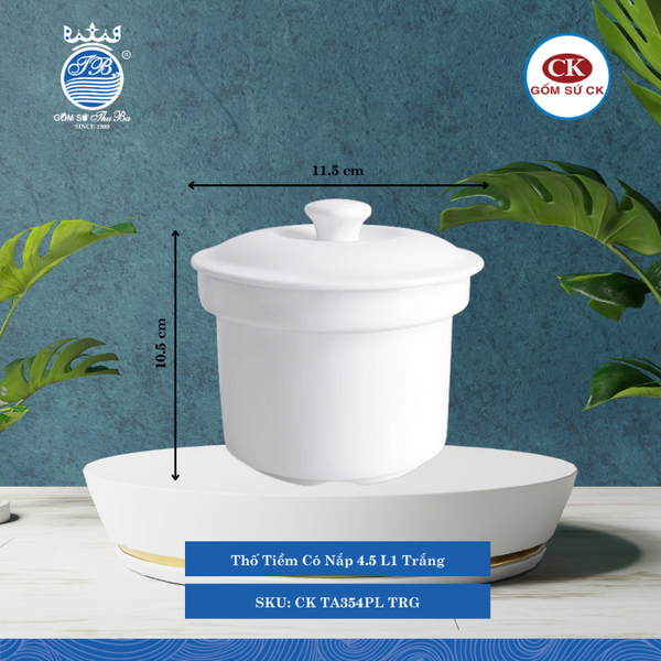 Thố Tiềm Có Nắp Trắng (Nhiều Size) CK Sứ
