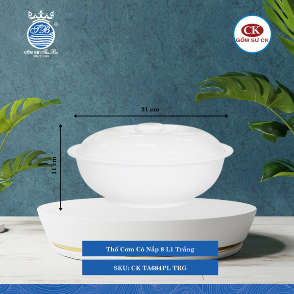 Thố Cơm Có Nắp Trắng (Nhiều Size) CK Sứ