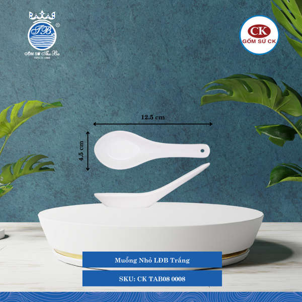 Muỗng Nhỏ LĐB 0008 - Trắng Dài: 12.7cm Rộng: 4.5cm Cao: 1.5cm CK Sứ CK TAB08 0008