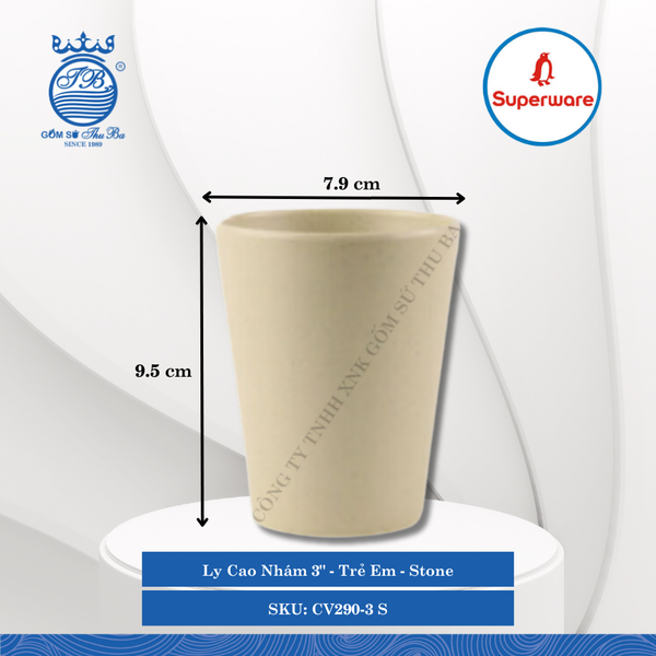 Ly Cao Nhám 3" Trẻ Em Stone (Nâu Đá) Ø: 7.9cm 310ml Cao: 9.5cm Superware Nhựa CV290-3 S