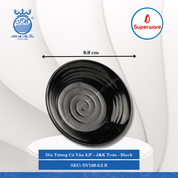 Dĩa Tương Có Vân 3.5" J&K Trơn Black (Đen) Ø: 8.9cm Cao: 1.2cm Superware Nhựa DV129-3.5 B