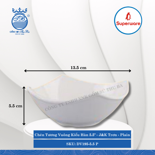 Chén Tương Vuông Kiểu Hàn J&K Trơn Plain (Nhiều Size) Superware Nhựa