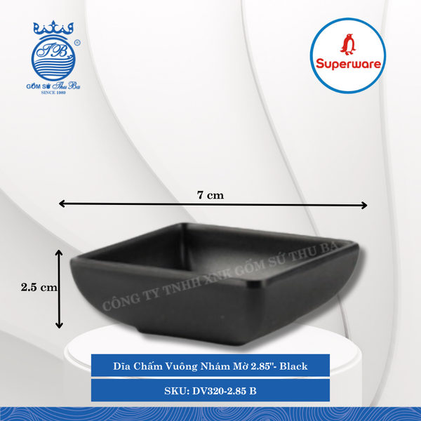 Dĩa Chấm Vuông Nhám Mờ 2.85" J&K Nhám Mờ Black (Đen) Dài: 7cm Rộng: 7cm Cao: 2.5cm Superware Nhựa DV320-2.85 B