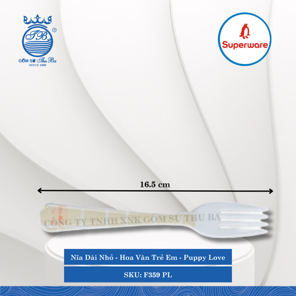 Nĩa Dài Nhỏ Hoa Văn Trẻ Em Puppy Love Dài: 16.5cm Superware Nhựa F359 PL