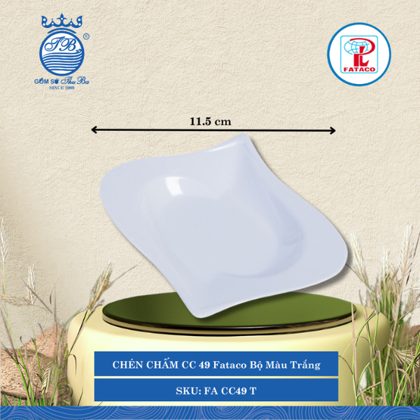 CHÉN CHẤM CC 49 Fataco Bộ Màu Trắng Dài: 11.5cm Rộng: 10.5cm Cao: 2.2cm Nhựa FA CC49 T