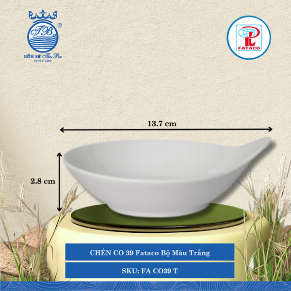 CHÉN CO 39 Fataco Bộ Màu Trắng Dài: 13.7cm Rộng: 11.8cm Cao: 2.8cm Nhựa FA CO39 T