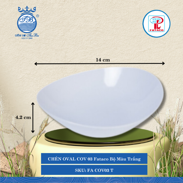 Chén Oval COV 00, COV 01, COV 02, COV 03, COV 04, COV 05 Fataco Bộ Màu Trắng (Nhiều Size) Nhựa