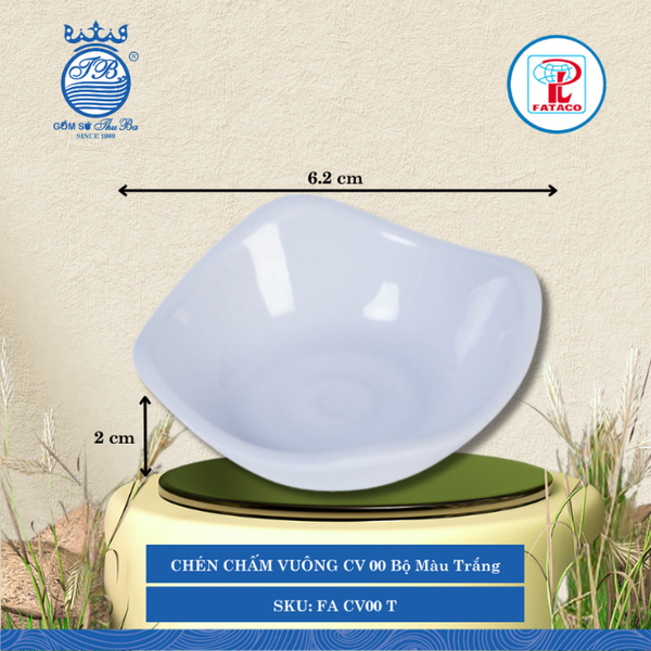 CHÉN CHẤM VUÔNG CV 00 Fataco Bộ Màu Trắng Dài: 6.2cm Rộng: 6.2cm Cao: 2cm Nhựa FA CV00 T