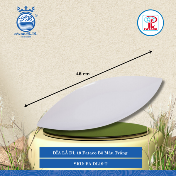 DĨA LÁ DL 19 Fataco Bộ Màu Trắng Dài: 46cm Rộng: 19.5cm Cao: 4.5cm Nhựa FA DL19 T