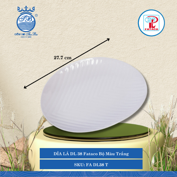 DĨA LÁ DL 38 Fataco Bộ Màu Trắng Dài: 27.7cm Rộng: 22cm Cao: 4.2cm Nhựa FA DL38 T