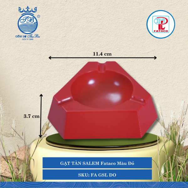 GẠT TÀN SALEM Fataco Màu Đỏ Dài: 11.4cm Rộng: 11.4cm Cao: 3.7cm Nhựa FA GSL DO