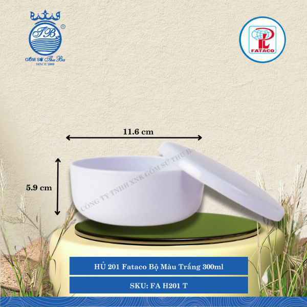 HỦ 201 Fataco Bộ Màu Trắng Ø: 11.6cm 300ml Cao: 5.9cm Nhựa FA H201 T