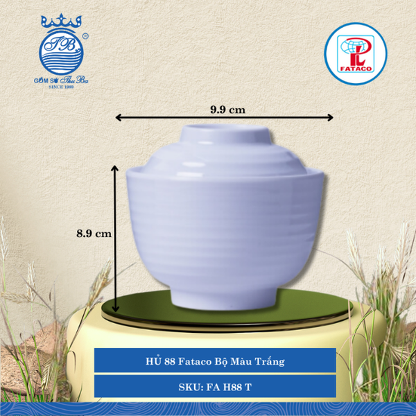 HỦ 88 Fataco Bộ Màu Trắng Ø: 9.9cm Cao: 8.9cm Nhựa FA H88 T