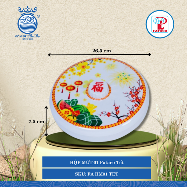 HỘP MỨT 01 Fataco Tết Ø: 26.5cm Cao: 7.5cm Nhựa FA HM01 TET