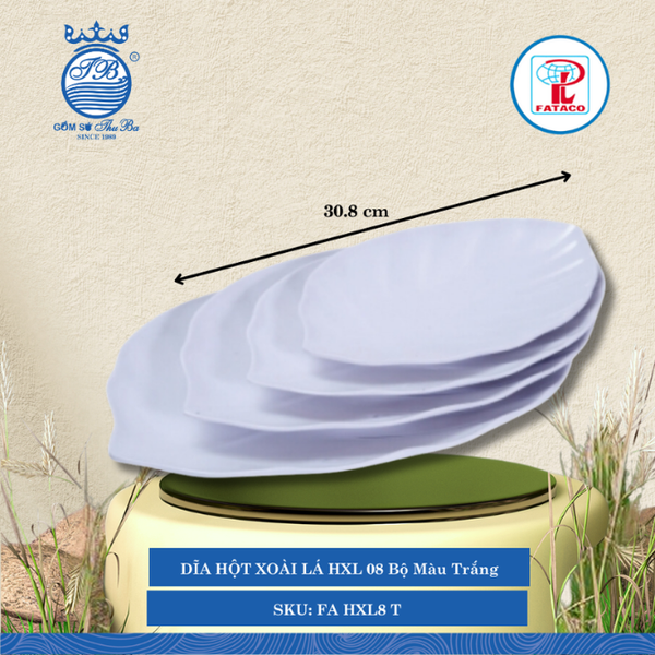Dĩa Hột Xoài Lá HXL 06, HXL 07, HXL 08, HXL 09 Fataco Bộ Màu Trắng (Nhiều Size) Nhựa