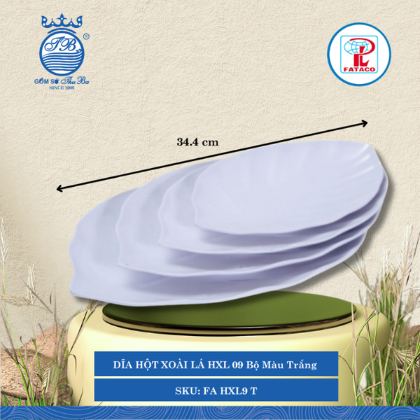 Dĩa Hột Xoài Lá HXL 06, HXL 07, HXL 08, HXL 09 Fataco Bộ Màu Trắng (Nhiều Size) Nhựa