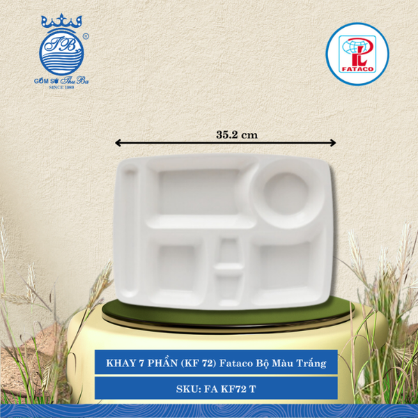 KHAY 7 PHẦN (KF 72) Fataco Bộ Màu Trắng Dài: 35.2cm Rộng: 26.3cm Cao: 3.4cm Nhựa FA KF72 T