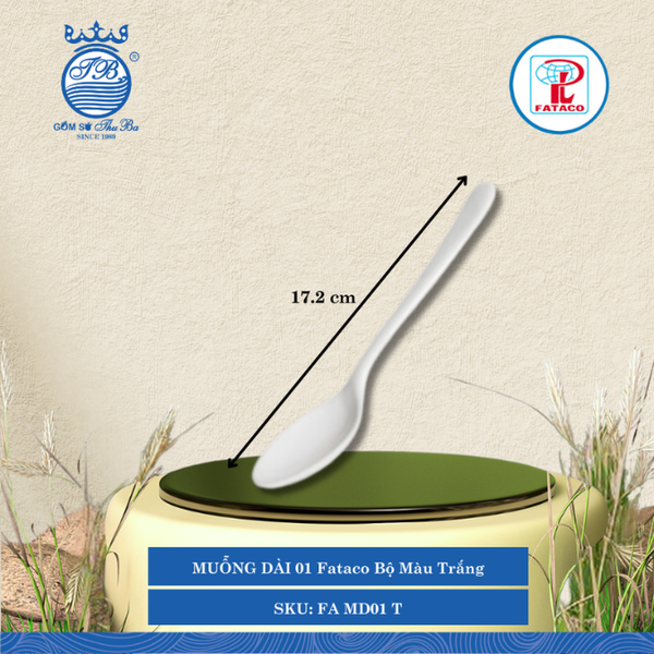 MUỖNG DÀI 01 Fataco Bộ Màu Trắng Dài: 17.2cm Rộng: 4cm Nhựa FA MD01 T