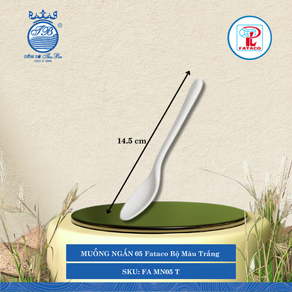 MUỖNG NGẮN 05 Fataco Bộ Màu Trắng Dài: 14.5cm Rộng: 3cm Nhựa FA MN05 T