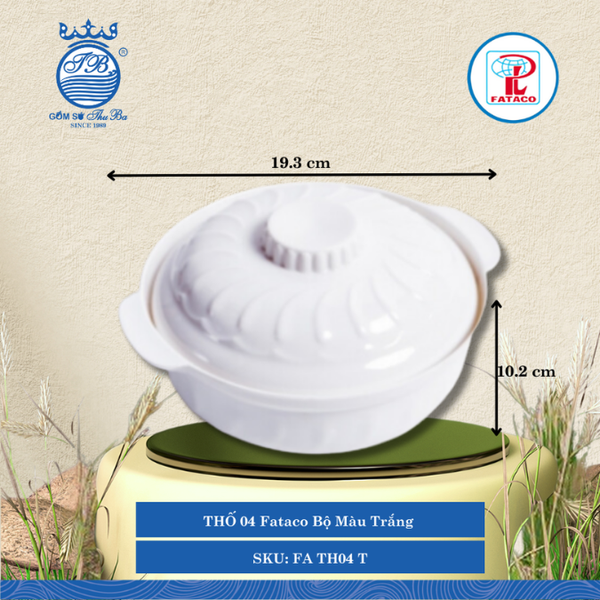 THỐ 04 Fataco Bộ Màu Trắng Ø: 19.3cm ØMiệng: 17.3cm 600ml Cao: 10.2cm Nhựa FA TH04 T
