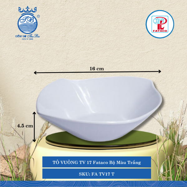 Tô Vuông TV 16, TV 17, TV 18 Fataco Bộ Màu Trắng (Nhiều Size) Nhựa