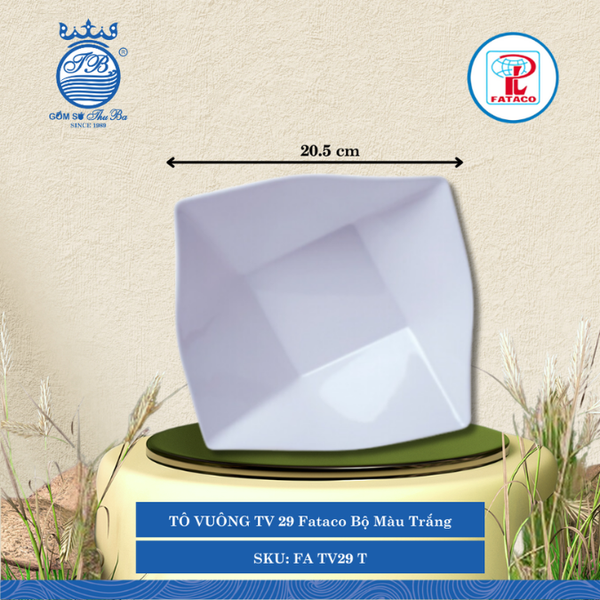 Tô Vuông TV 26, TV 27, TV 28, TV 29 Fataco Bộ Màu Trắng (Nhiều Size) Nhựa