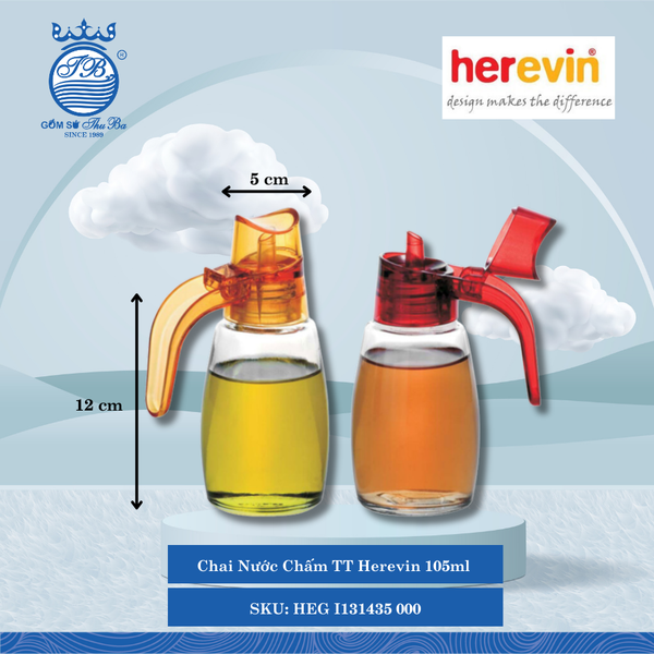 Chai Nước Chấm TT Herevin 105ml (Giao Màu Ngẫu Nhên) ØMiệng: 5cm 105ml Cao: 12cm 40 Cái/Thùng HEG I131435 000
