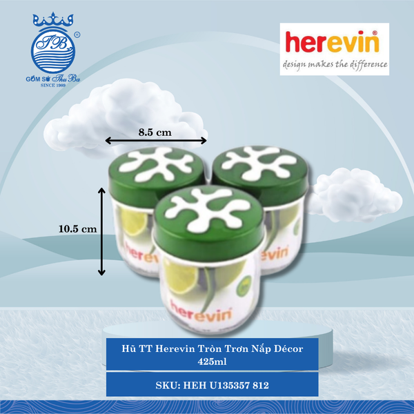 Hủ Tròn Trơn Nắp Décor (Giao Màu Ngẫu Nhiên) Herevin Thủy Tinh