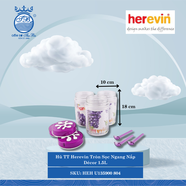 Hủ Tròn Sọc Ngang Nắp Decor (Giao Màu Ngẫu Nhiên) Herevin Thủy Tinh