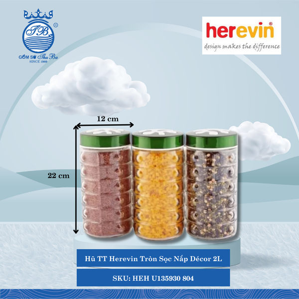 Hủ Tròn Sọc Nắp Decor (Giao Màu Ngẫu Nhiên) Herevin Thủy Tinh