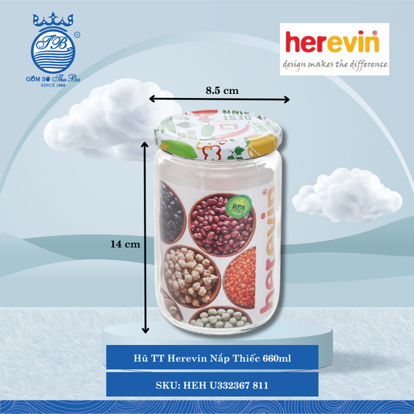 Hủ Nắp Thiếc (Nhiều Size) Herevin Thủy Tinh