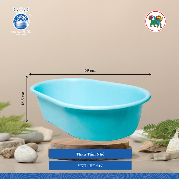 Thau Tắm Nhỏ Dài: 59cm Rộng: 40cm Cao: 15.5cm Hiệp Thành Nhựa HT 217 (Giao Màu Ngẫu Nhiên)