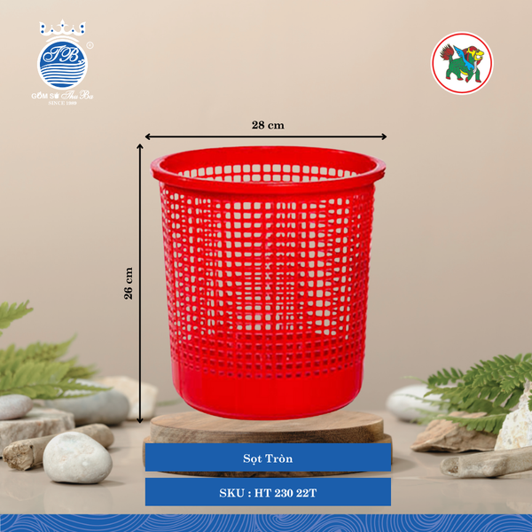 Sọt Tròn Ø: 28cm Cao: 29cm Hiệp Thành Nhựa HT 230 22T (Giao Màu Ngẫu Nhiên)