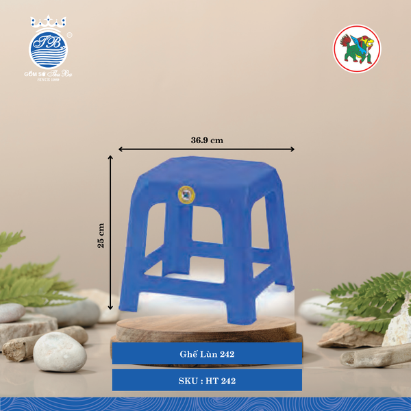 Ghế Lùn 242 Dài: 36.9cm Rộng: 36.9cm Cao: 25cm Hiệp Thành Nhựa HT 242 (Giao Màu Ngẫu Nhiên)