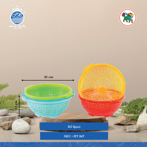 Rổ Quai Ø: 31cm Cao: 11cm Hiệp Thành Nhựa HT 247 (Giao Màu Ngẫu Nhiên)