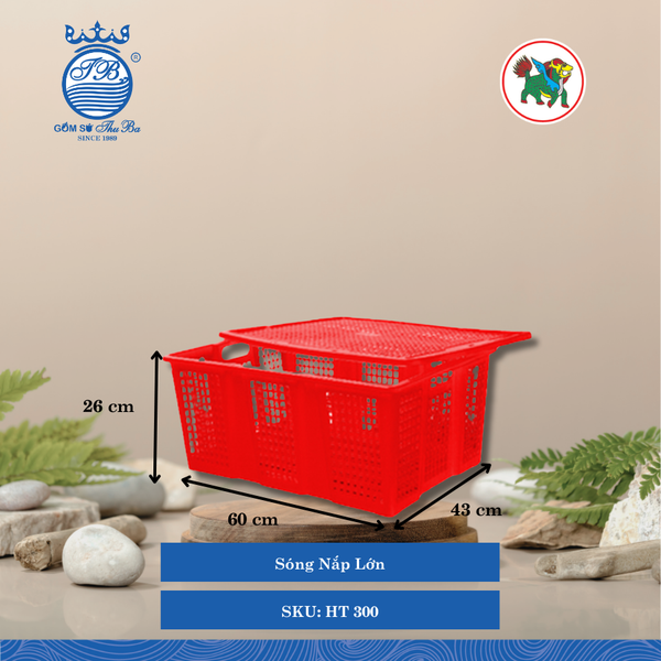 Sóng Nắp Lớn Dài: 60cm Rộng: 43cm Cao: 26cm Hiệp Thành Nhựa HT 300 (Giao Màu Ngẫu Nhiên)